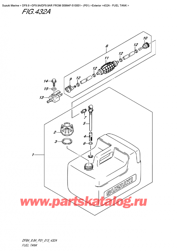   ,   , Suzuki DF9.9AS FROM 00994F-510001~ (P01)  2015 , Fuel Tank