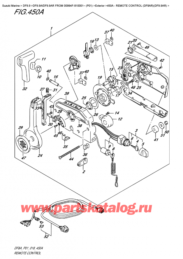  ,   , SUZUKI DF9.9A S FROM 00994F-810001~ (P01), Remote  Control  (Df8Ar)(Df9.9Ar)