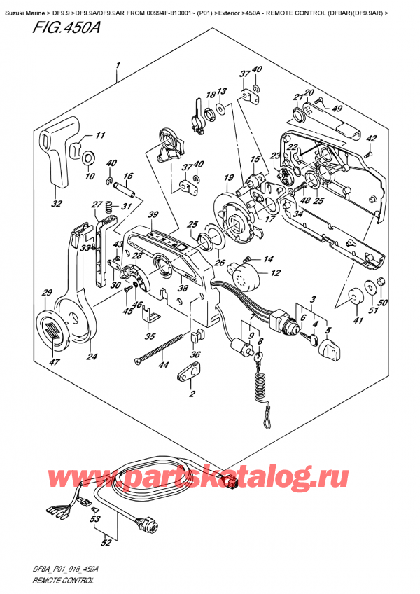   ,    , Suzuki DF9.9A S FROM 00994F-810001~ (P01), Remote  Control  (Df8Ar)(Df9.9Ar)