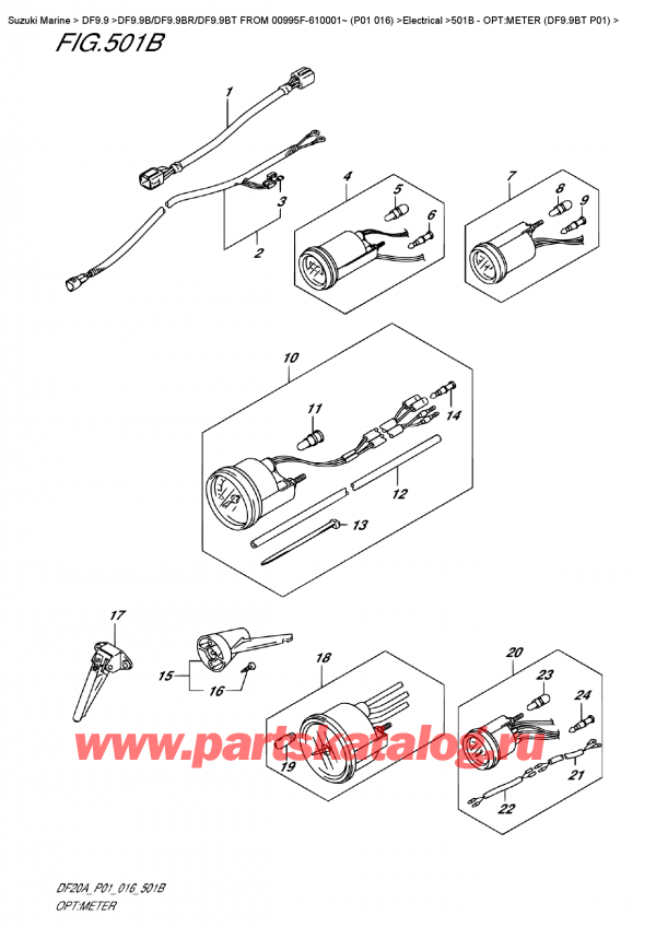  , , Suzuki DF9.9B TL FROM 00995F-610001~ (P01 016)    2016 , Opt:meter  (Df9.9Bt  P01)