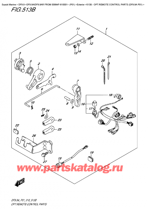 ,   , SUZUKI DF9.9A/DF9.9AR FROM 00994F-610001~ (P01)  , Opt:remote  Control  Parts  (Df9.9A  P01) - :     (Df9.9A P01)