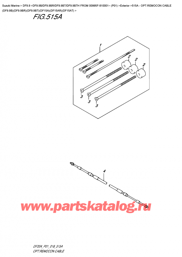 ,   , Suzuki DF9.9B RS / RL FROM 00995F-810001~ (P01)  2018 , Opt:remocon  Cable  (Df9.9B)(Df9.9Br)(Df9.9Bt)(Df15A)(Df15Ar)(Df15At)