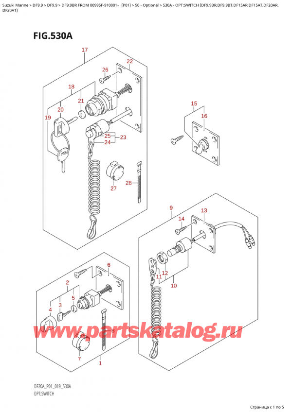  ,  , Suzuki  DF9.9B RS/RL FROM 00995F-910001~ (P01)  2019 , Opt:switch  (Df9.9Br,Df9.9Bt,Df15Ar,Df15At,Df20Ar, - :  (Df9.9Br, Df9.9Bt, Df15Ar, Df15At, Df20Ar,