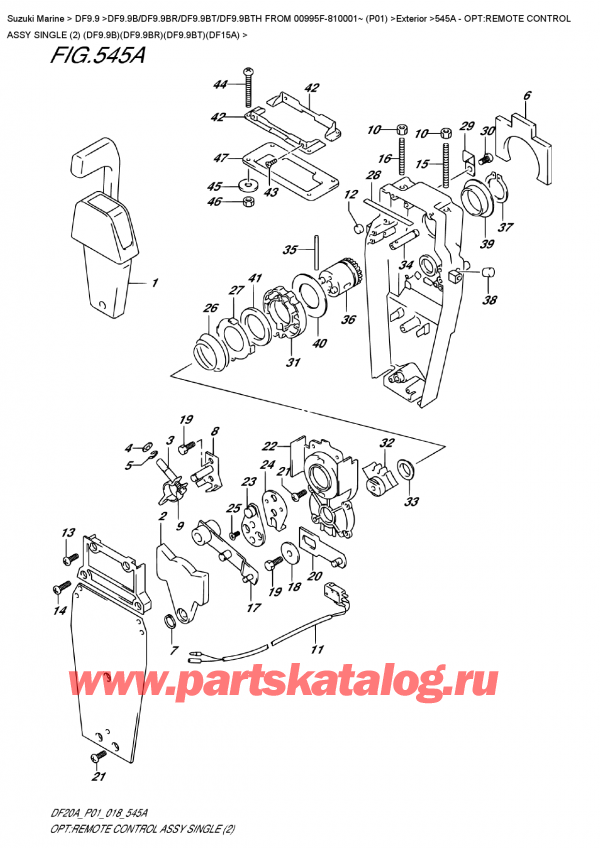 ,    , Suzuki DF9.9B TL FROM 00995F-810001~ (P01)   2018 ,    ,  (2) (Df9.9B) (Df9.9Br) (Df9.9Bt) (Df15A) - Opt:remote  Control  Assy  Single  (2)  (Df9.9B)(Df9.9Br)(Df9.9Bt)(Df15A)