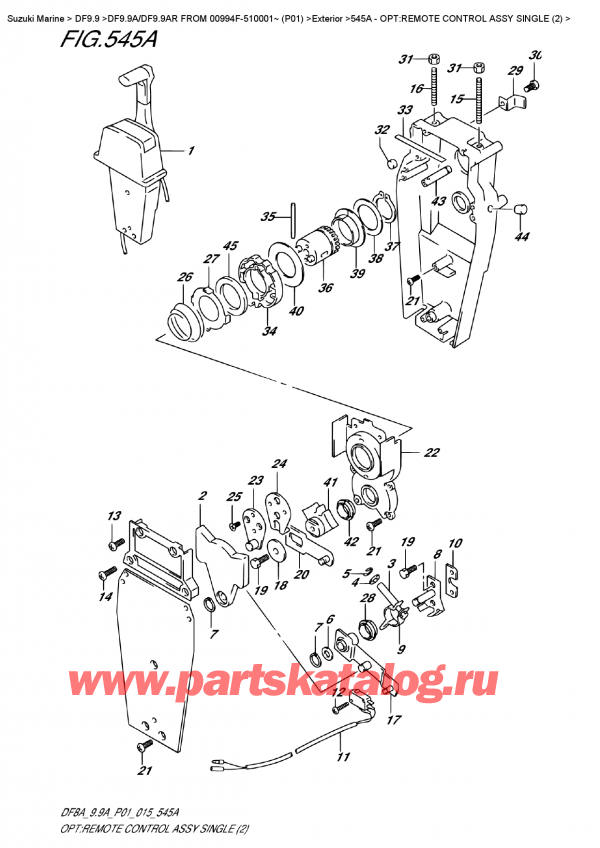 ,  , Suzuki DF9.9AS FROM 00994F-510001~ (P01),    ,  (2) / Opt:remote  Control  Assy  Single  (2)