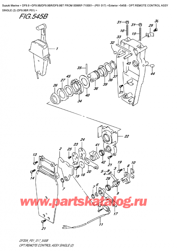  ,  , Suzuki DF9.9B RS/RL FROM 00995F-710001~ (P01 017)  ,    ,  (2) (Df9.9Br P01) / Opt:remote  Control  Assy  Single  (2)  (Df9.9Br  P01)