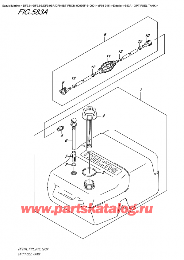  ,    , Suzuki DF9.9B S / L FROM 00995F-610001~  (P01  016), :  