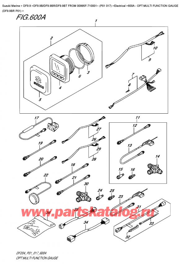 ,   , Suzuki DF9.9B RS/RL FROM 00995F-710001~ (P01 017)    2017 , Opt:multi  Function  Gauge  (Df9.9Br  P01)