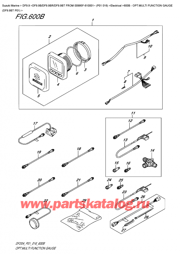 ,  , Suzuki DF9.9B TL FROM 00995F-610001~ (P01 016)  , Opt:multi  Function  Gauge  (Df9.9Bt  P01)