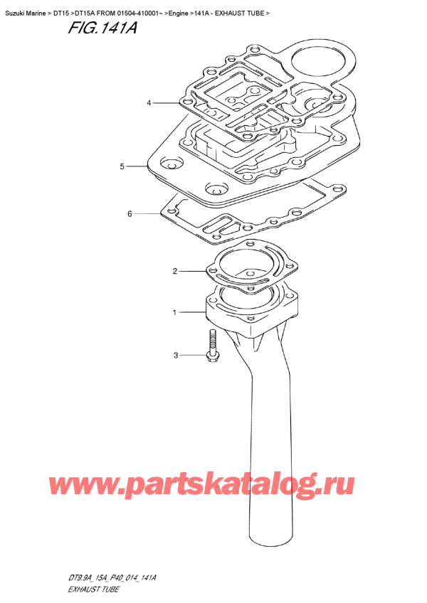   ,   , Suzuki DT15A S / L FROM 01504-410001~ (P40 014), Exhaust  Tube -  