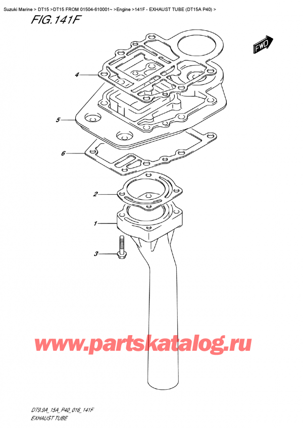   ,    , Suzuki DT15A S / L FROM 01504-610001~ (P40 016), Exhaust  Tube  (Dt15A P40)