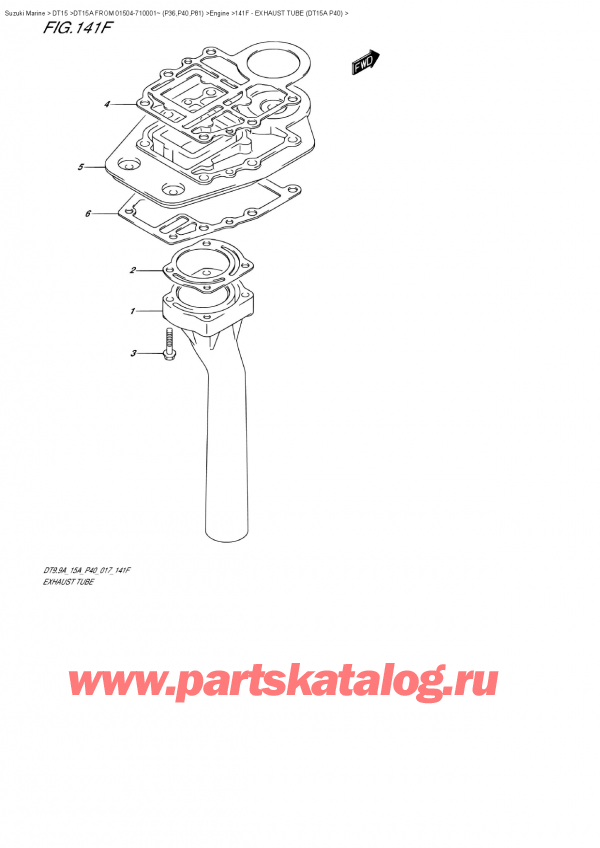  ,    , Suzuki DT15A S FROM 01504-710001~ (P40 017)  , Exhaust Tube (Dt15A  P40) -   (Dt15A P40)