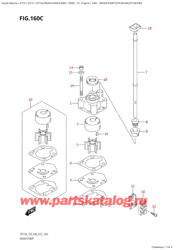  ,   , SUZUKI Suzuki DT15A S FROM 01504-910001~ (P40)  2021 , Water Pump (Dt9.9A:p40,Dt15A:p40)