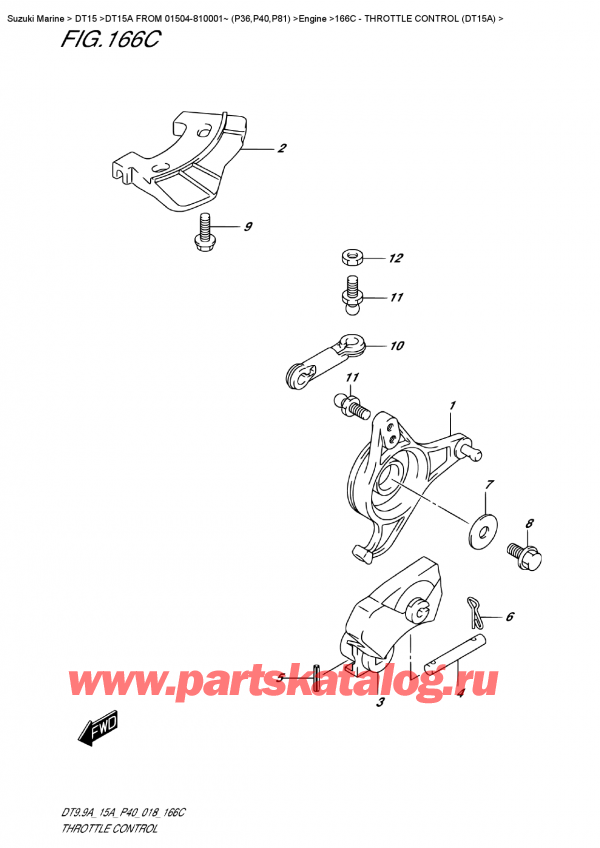  ,   , Suzuki DT15A S / L FROM 01504-810001~ (P40 018), Throttle Control  (Dt15A)