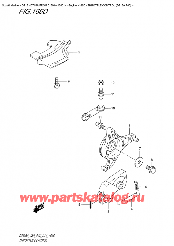 ��������� ��������, �� �������� ��������� �����, SUZUKI DT15A S / L FROM 01504-410001~ (P40 014) ������ 2014 ����, Throttle  Control (Dt15A  P40)