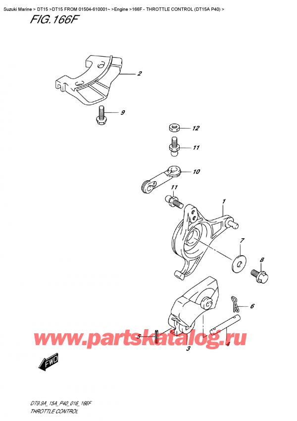 ��������� ��������, �� ��������� �������� ���������, ������ DT15A S / L FROM 01504-610001~ (P40 016), ���������� ��������� (Dt15A P40) / Throttle  Control (Dt15A  P40)