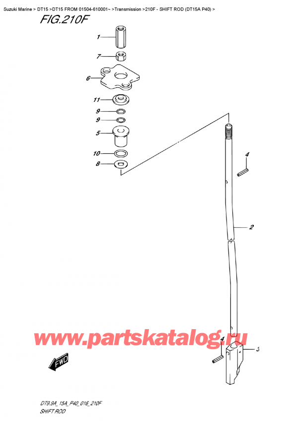  ,   , SUZUKI DT15A S / L FROM 01504-610001~ (P40 016), Shift  Rod  (Dt15A P40)