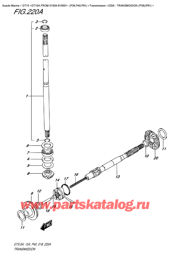  ,   , SUZUKI DT15A S / L FROM 01504-810001~ (P40 018), Transmission  (P36)(P81)