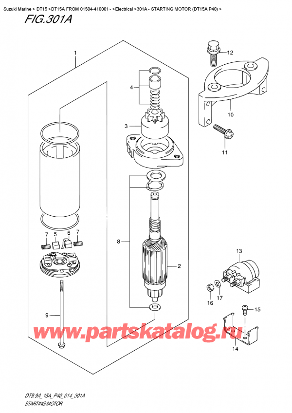  ,   , Suzuki DT15A S / L FROM 01504-410001~ (P40 014), Starting  Motor (Dt15A  P40)