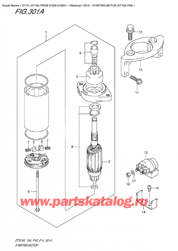   ,  , Suzuki DT15A FROM 01504-410001~, Starting  Motor (Dt15A  P40)