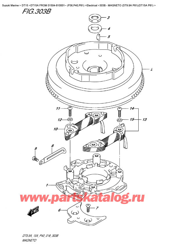  ,   , Suzuki DT15A S / L FROM 01504-810001~ (P40 018), Magneto  (Dt9.9A  P81)(Dt15A  P81) /  (Dt9.9A P81) (Dt15A P81)
