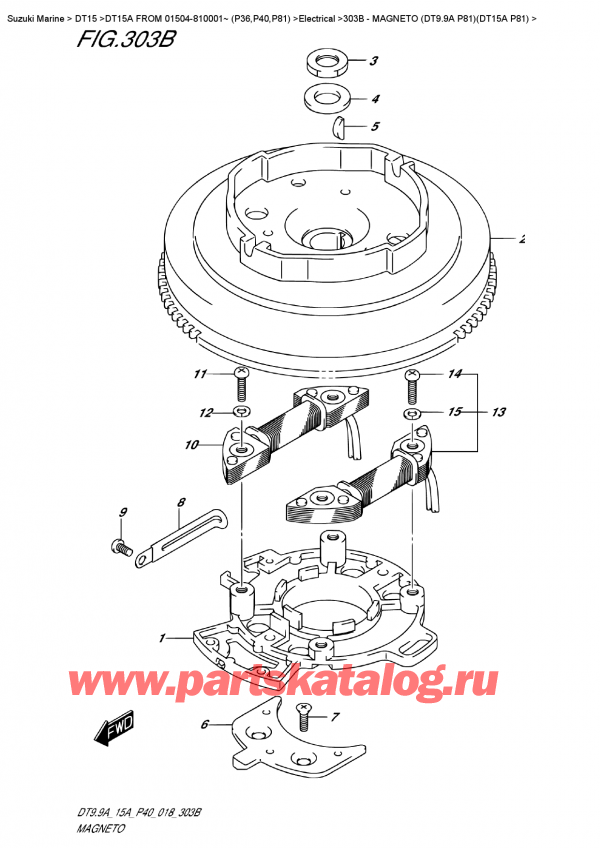  ,    , Suzuki DT15A S FROM 01504-810001~ (P40), Magneto  (Dt9.9A  P81)(Dt15A  P81)