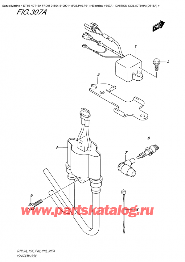 ,   , SUZUKI DT15A S / L FROM 01504-810001~ (P40 018)  2018 ,   (Dt9.9A) (Dt15A) - Ignition Coil  (Dt9.9A)(Dt15A)