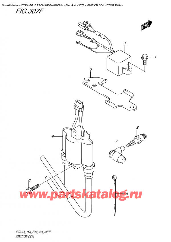  ,  , Suzuki DT15A S / L FROM 01504-610001~ (P40 016)  2016 , Ignition  Coil  (Dt15A P40) /   (Dt15A P40)