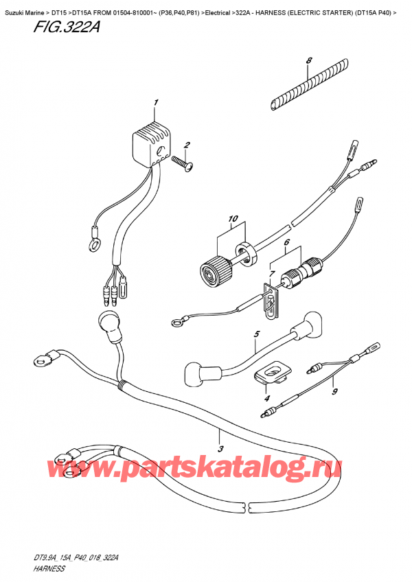   ,    , Suzuki DT15A S / L FROM 01504-810001~ (P40 018), Harness (Electric  Starter)  (Dt15A  P40)