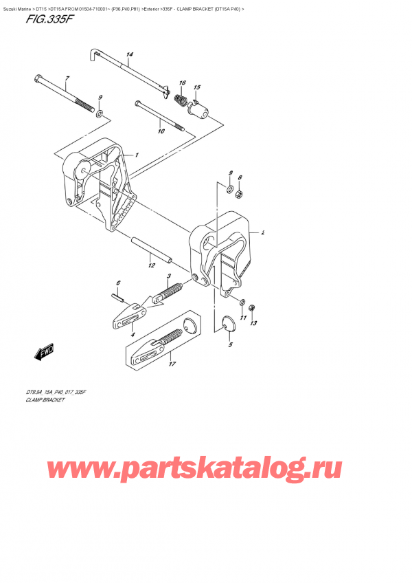   ,   , Suzuki DT15A S FROM 01504-710001~ (P40 017)    2017 , Clamp Bracket  (Dt15A  P40)