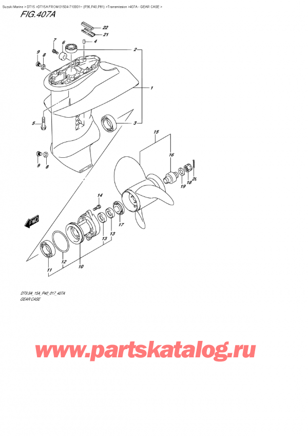   ,  , Suzuki DT15A S FROM 01504-710001~ (P40)  , Gear Case