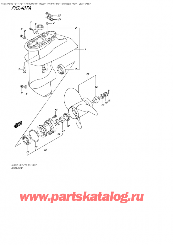  ,   , Suzuki DT15A S FROM 01504-710001~ (P40 017)  , Gear Case