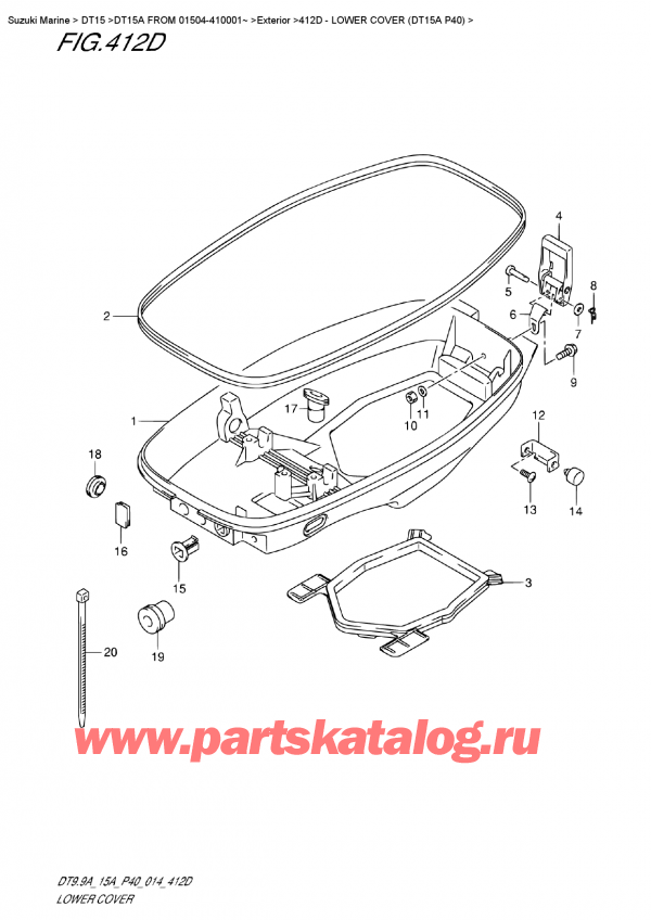   ,   , Suzuki DT15A S / L FROM 01504-410001~ (P40 014)  2014 ,    (Dt15A P40) - Lower  Cover  (Dt15A P40)