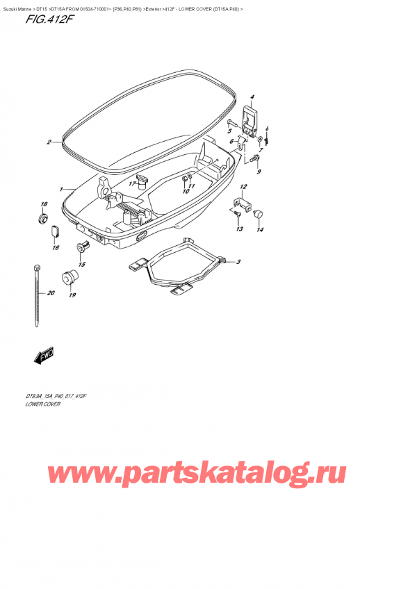 ��������, , Suzuki DT15A S FROM 01504-710001~ (P40 017)  , Lower Cover (Dt15A  P40)