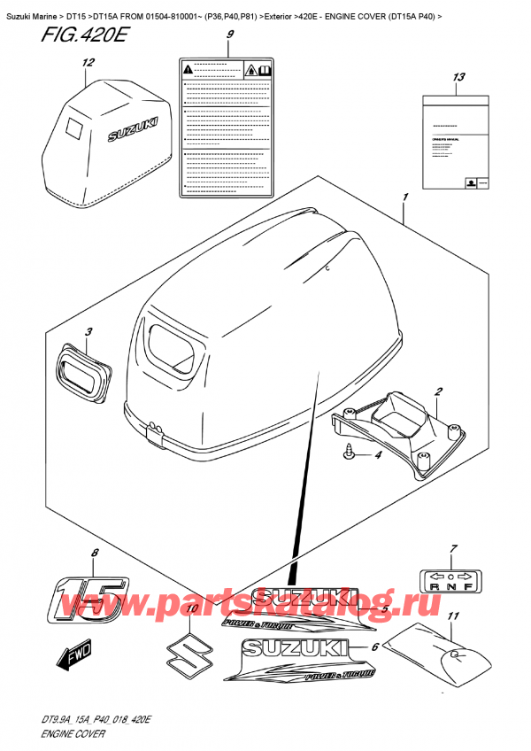 ,   , Suzuki DT15A S / L FROM 01504-810001~ (P40 018)  2018 ,   () (Dt15A P40)