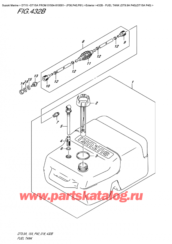 ,   , Suzuki DT15A S / L FROM 01504-810001~ (P40 018)  2018 ,   (Dt9.9A P40) (Dt15A P40) - Fuel Tank  (Dt9.9A  P40)(Dt15A  P40)