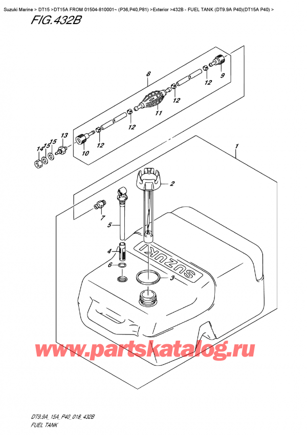  ,   , Suzuki DT15A S FROM 01504-810001~ (P40)  2018 , Fuel Tank  (Dt9.9A  P40)(Dt15A  P40)