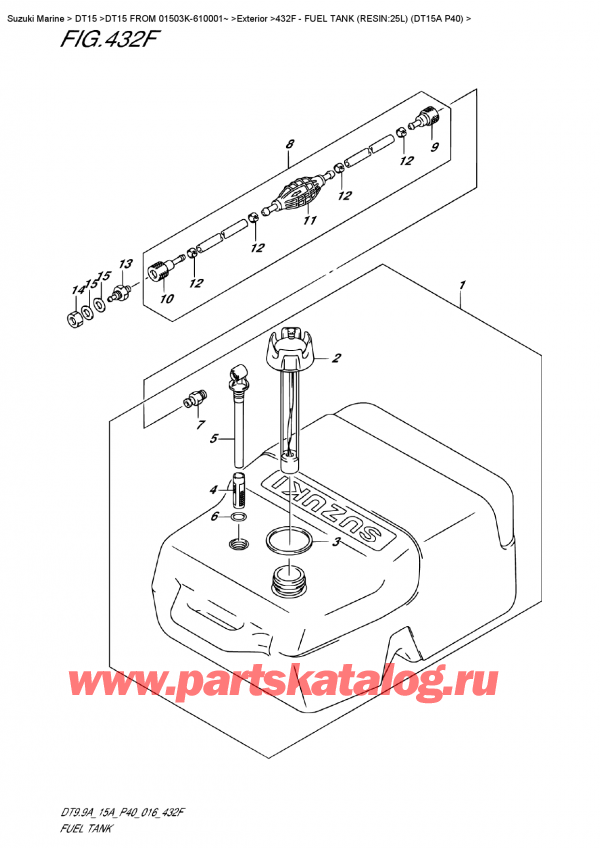  ,   , SUZUKI DT15A S / L FROM  01503K-610001~ (P40 016)  2016 , Fuel  Tank  (Resin:25L) (Dt15A  P40)
