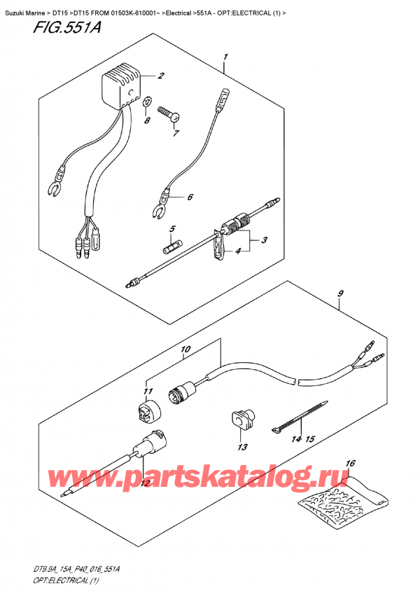 ,    , SUZUKI DT15A S / L FROM  01503K-610001~ (P40 016), :  (1)