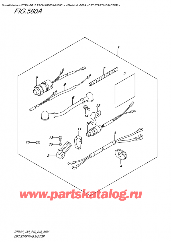   ,   , SUZUKI DT15A S / L FROM  01503K-610001~ (P40 016)  2016 , Opt:starting  Motor