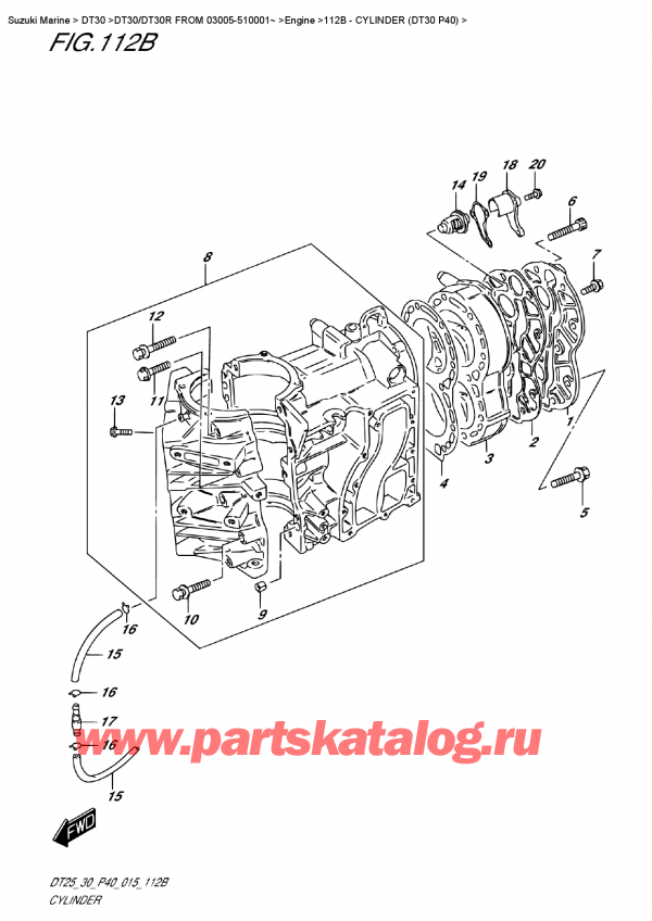  ,  , Suzuki DT30E S/L FROM 03005-510001~  2015 ,  (Dt30 P40) / Cylinder  (Dt30 P40)
