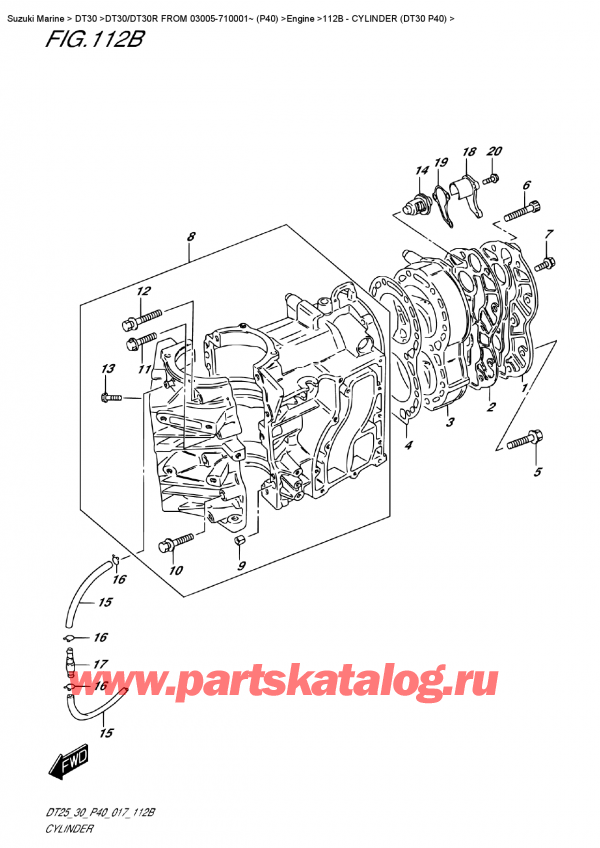   ,   , Suzuki DT30E S/L FROM 03005-710001~ (P40),  (Dt30 P40) / Cylinder (Dt30  P40)