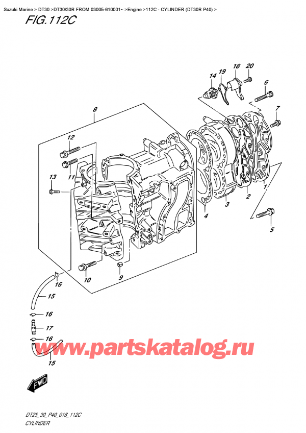  ,   , SUZUKI DT30 RS / RL  FROM 03005-610001~ ,  (Dt30R P40) - Cylinder (Dt30R P40)
