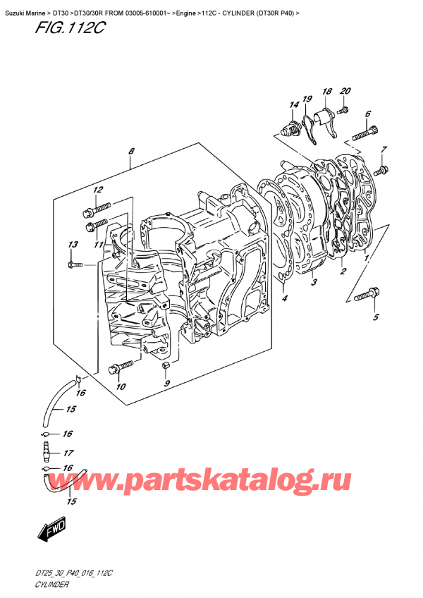   ,  , Suzuki DT30 RS / RL  FROM 03005-610001~   2016 ,  (Dt30R P40) - Cylinder (Dt30R P40)