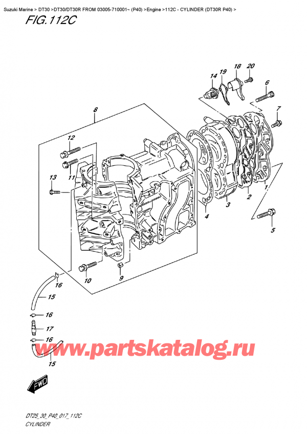   ,  , Suzuki DT30R S/L FROM 03005-710001~ (P40), Cylinder (Dt30R  P40) -  (Dt30R P40)