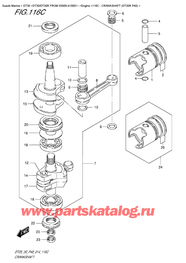 ������ �������������, �� �������� �����, Suzuki DT30R S / L FROM 03005-410001~, Crankshaft (Dt30R P40)