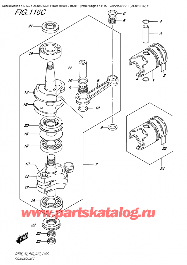,   , Suzuki DT30R S/L FROM 03005-710001~ (P40), Crankshaft (Dt30R  P40)