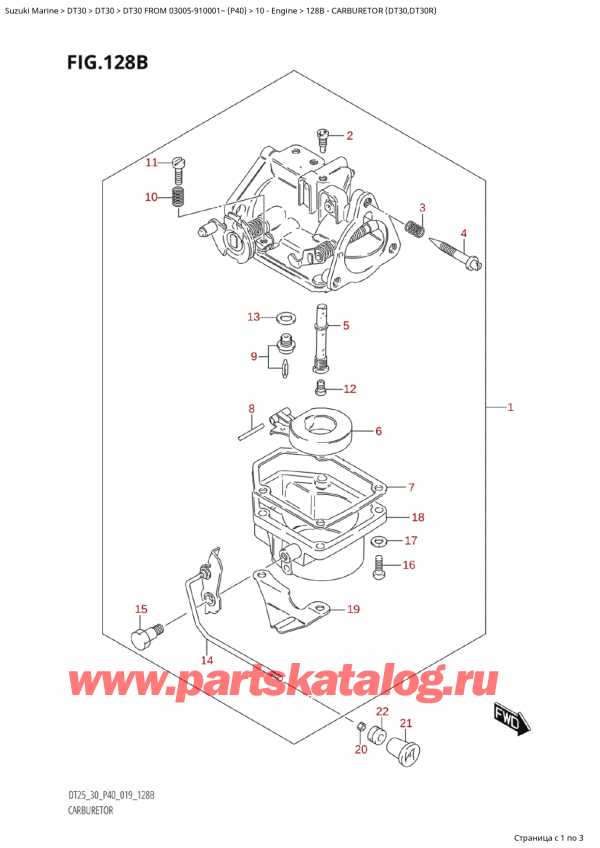 ��������� ������������ ��������, �� �������� �����, Suzuki Suzuki DT30E S / L FROM 03005-910001~ (P40 019)  ������ 2019 ����, ���������� (Dt30, Dt30R) - Carburetor (Dt30,Dt30R)