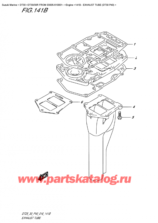  ,  , Suzuki DT30/30R  FROM 03005-610001~ , Exhaust Tube (Dt30 P40)