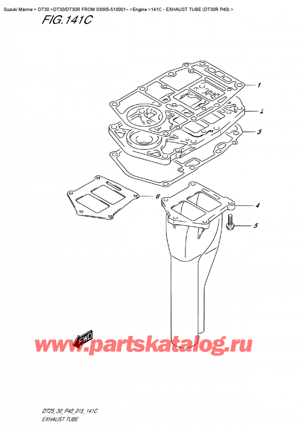   ,    , Suzuki DT30R S/L FROM 03005-510001~, Exhaust  Tube (Dt30R P40)